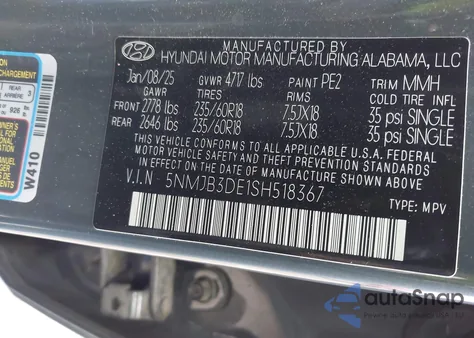 2025 Hyundai Tucson Sel from USA, damaged, VIN 5NMJB3DE1SH518367